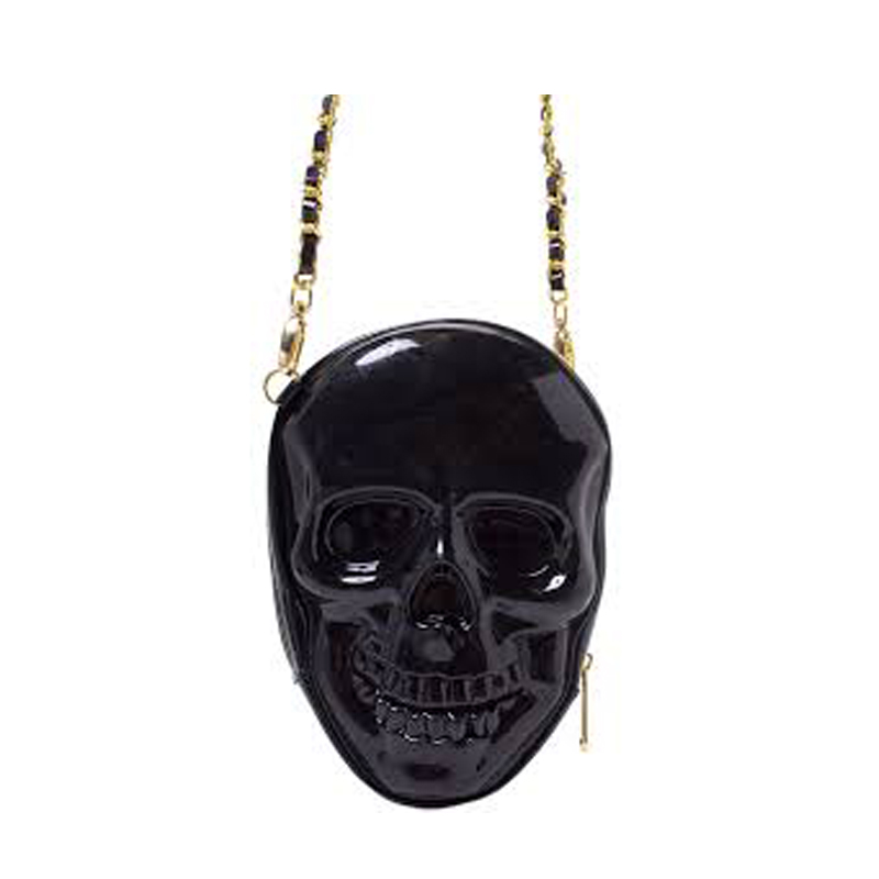 Sort Skull Chain Crossbody taske